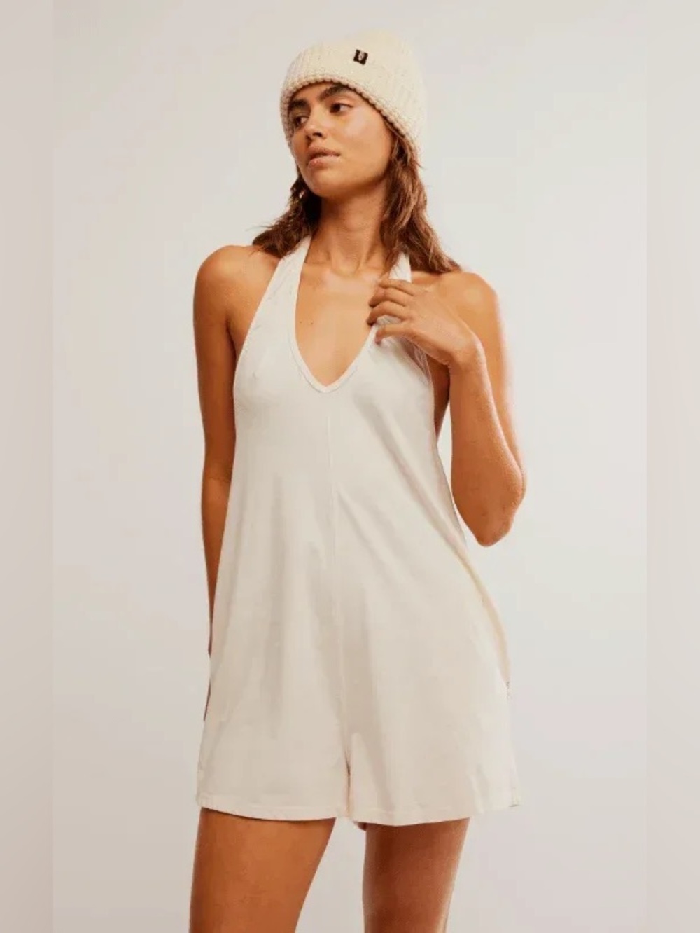 🆕 FREE PEOPLE MOVEMENT
Hot Shot Halter Romper - Tofu NWT SZ MED